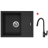Granitový drez Sinks LINEA 600 N Granblack + batéria YOUTH MATT BLACK