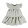 EEVI Dievčenské šaty s volánikmi Nature - khaki 104 (3-4r)