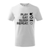 Stolný tenis - eat sleep - Tričko detské bavlnené - 134 cm/8 rokov ( Biela )