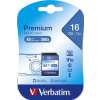 SDHC 16GB paměťová karta PREMIUM UHS-I (U1) (45MB/s), V10, Class 10 Verbatim