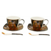Home Elements Csészék csészealjakkal és kanálakkal 2 x 250 ml, Klimt Csók sötét Home Elements
