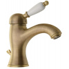 SAPHO KIRKÉ WHITE stojánkova umývadlová batéria s výpusťou, biela páčka, bronz SKI02BB
