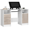 Akord Písací stôl Ana 124 cm biely/cappuccino - lesk