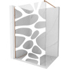 Mexen Kioto paraván do sprchy Walk-in 70 x 200 cm, biely vzor 8 mm, brúsená meď - 800-070-101-65-97