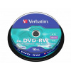 DVD RW disk, prepisovateľný 4,7GB, 4x, 10 ks, cake box, VERBATIM