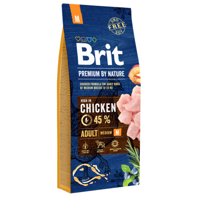 Brit Premium by Nature granuly Adult M kura 15 kg