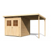 drevený domček KARIBU GLUCKSBURG 4 + prístavok 190 cm (83232) natur LG3498