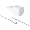 Fixed Mini nabíjačka USB-C PD 20W biela + kábel USB-C/Lightning 1 m (FIXC20M-CL-WH) Nabíjačka