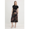 Šaty Desigual PAISLEY MESH_LACROIX čierna farba, midi, áčkový strih, 25SWVK32 S