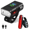 Interlook Sada LED cykložiaroviek pre prednú a zadnú časť bicykla | 2 XM-L T6 CREE LED, 1000lm, 6 svetelných režimov, 1200mAh batéria | 5 LED diód, 4 režimy svietenia, 50lm, vstavaná nabíjateľná batér