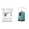 Ascaso Steel UNO PID, White&Wood + Eureka Mignon Specialita, CR tiffany blue