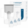 Sklenená filtračná kanvica Wessper D2 BOROSILICATE 3l šedá + 4x filter