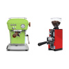 Ascaso Dream PID, Fresh Pistachio + Eureka Mignon Libra 65 All Purpose, CR ferrari red