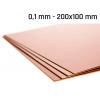 Medený plech hrúbka 0,1 mm rozmer 200x100 mm medená Cu forma