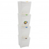 vidaXL Stohovateľné boxy na odpadky 4 ks biele 100 l polypropylénové - Biela - 175965-110191