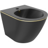 Mexen Lena závesný bidet, Čierna matná/Zlatá čiarový vzor - 35224875