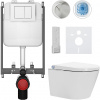 CERANO - Závesné WC s bidetom Cronus Premium - biela lesklá - tlačidlo Prime/Maxio, biele - na zamurovanie - 59,3x38,4 cm