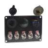 Multiprepínač 12V / 24V - 5x páčkový spínač / CL zásuvka / 2x USB zásuvka / voltmeter