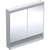 Geberit ONE - Zrkadlová skrinka s LED osvetlením, 900x900x150 mm, 2 dvierka, s nikou, vstavaná, hliník 505.823.00.1