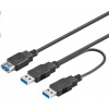 PremiumCord ku3y02 USB 3.0 napájací Y, A/Male + A/Male -- A/Female DUAL (prídavné napájanie)