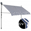 zahrada-XL Ručne zaťahovacia markíza s LED 250 cm, modro biela 145844