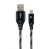 GEMBIRD Kabel USB 2.0 AM na MicroUSB (AM/BM), 2m, opletený, černo-bílý, blister, PREMIUM QUALITY CC-USB2B-AMmBM-2M-BW