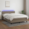 vidaXL Posteľ boxsping s matracom a LED sivohnedá 140x190 cm látka - Šedohnedá - 117649-64348