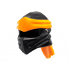 40925pb18 Black Ninjago Wrap Type 4 with Molded Orange Headband (Černý obal Ninjago typ 4 s tvarovanou oranžovou čelenkou)