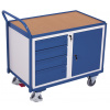 Variofit Dielenský vozík, 4 zásuvky a skrinka, Variofit, do 250 kg, š x h x v: 112,5 x 62,5 x 101 cm, modrá/antracit Farba: modrá RAL5010