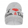 New Baby Detská čiapočka I Love Mum and Dad sivá