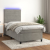 Box spring postel s matrací a LED světle šedá 100x200 cm samet Šedá 3136167