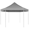 Šesťhranný rozkladací záhradný stan, sivý 3,6x3,1 m-ForU-42108