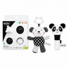 Sada kontrastných hračiek Akuku - panda, macko, senzorické balóniky