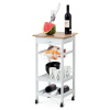 Autronic DR-044 Servírovací stolík / regál, doska masív bambus, MDF, biely matný lak, pojazd