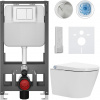 CERANO - Závesné WC s bidetom Cronus Premium - biela lesklá - tlačidlo Prime/Maxio, biele - voľne stojace - predstenová inštalácia / sadrokartón - 59,3x38,4 cm