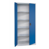 Skriňa na materiál Basis C+P, 4 police, 930 x 400 x 1950 mm, dvere enciánovo-modré