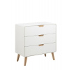 Actona Bielá komoda Lowell s 3 zásuvkami a dubovými nohami (05740)