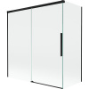 Mexen Rox, 2-krídlová posuvná vaňová zástena 150 + 70 x 150 cm, 8mm číre sklo, čierny matný profil, 8C9-150-070-70-00