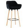 Design-Shop Barová stolička Grant - zamat, drevené nohy natura - Čierna