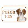 Bretónsky španiel - Kovová tabuľka POZOR PES