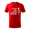 Stolný tenis - eat sleep - Tričko detské bavlnené - 134 cm/8 rokov ( Červená )