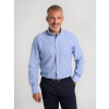 Pánska modrá košeľa slim fit s vysokým podielom ľanu 17478