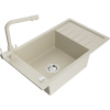 Mexen Elias granitový drez 1-komorový s odkvapkávačom a kuchynskou batériou Duero, béžový - 6511-69-671600-69
