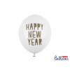 PartyDeco balóniky biele Happy New Year (6 ks)