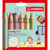 Pastelky STABILO woody 3 v 1, 6 farieb s strúhadlom (4006381578059)