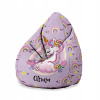 Sedací vak DreamRoots fialový s personalizáciou mena