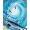 Maľovanie podľa čísel Kŕdeľ žralokov a rýb plávajúci v temnom mori, 40x50 cm, vypnuté plátno na rám (6050801)