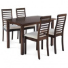 BONTEC Jedálenský set so 4 stoličkami, 120x75x75cm, masív, orech, AUT-4000 WAL Farba: Hnedá