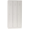 Svařovaná šatníková skriňa Manutan Expert DURO preFI, 3 oddíly, šedá/šedá, otočný uzáver