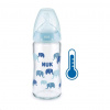 Sklenená dojčenská fľaša NUK FC s kontrolou teploty 240 ml modrá